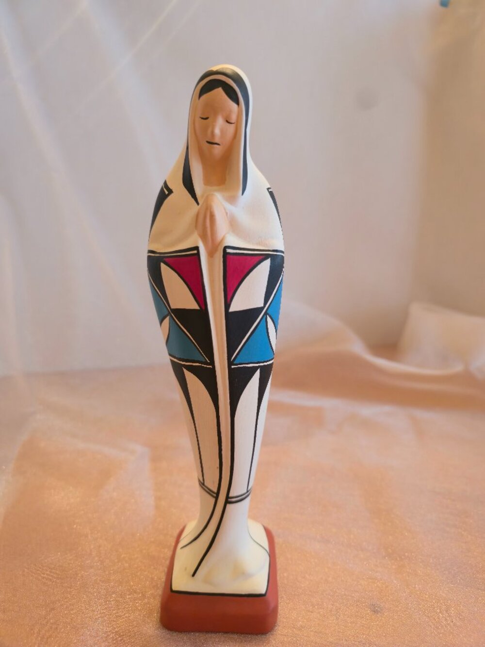 Hand-Painted and Signed Navajo Virgin Mary Madonna 9” ~ Southwest Art